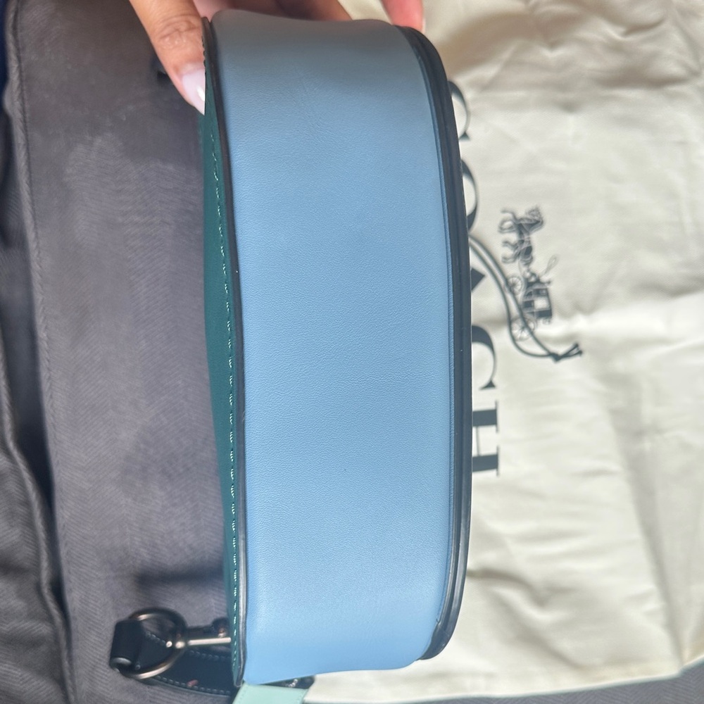 Coach color block Teal Saddle Crossbody Bag with Blue Accents - Picture 9 of 12